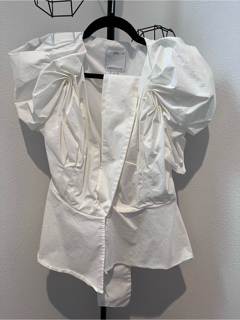 C/MEO Collective White Puff-Sleeve Structured Blouse